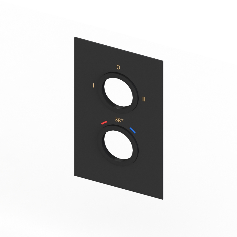 CVPEZ 2 – Handle 2 Outlets Rectangle Portrait Wall Plate Matt Black