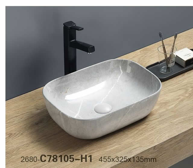 Opaz Countertop Basin 455 x 325 x 135mm Matt White Marble