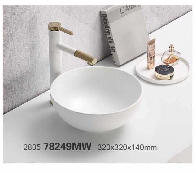 Opaz Countertop Basin 415x415x155mm Matt White Marble