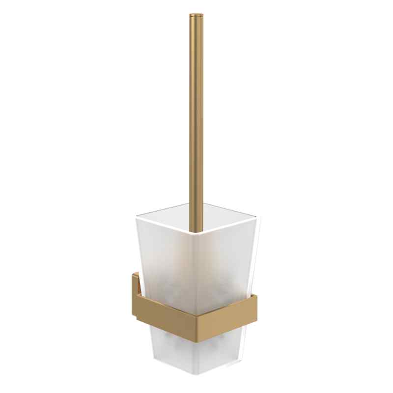 V&B Elements Striking Toilet Brush Set; Wall Mounted; Frosted Glass; Brushed Gold