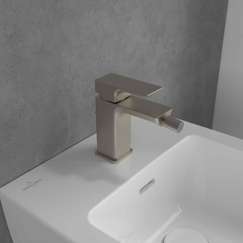 [TVB11200100064] Villeroy & Boch Subway 3.0 Bidet Mixer – Brushed Nickel Matt