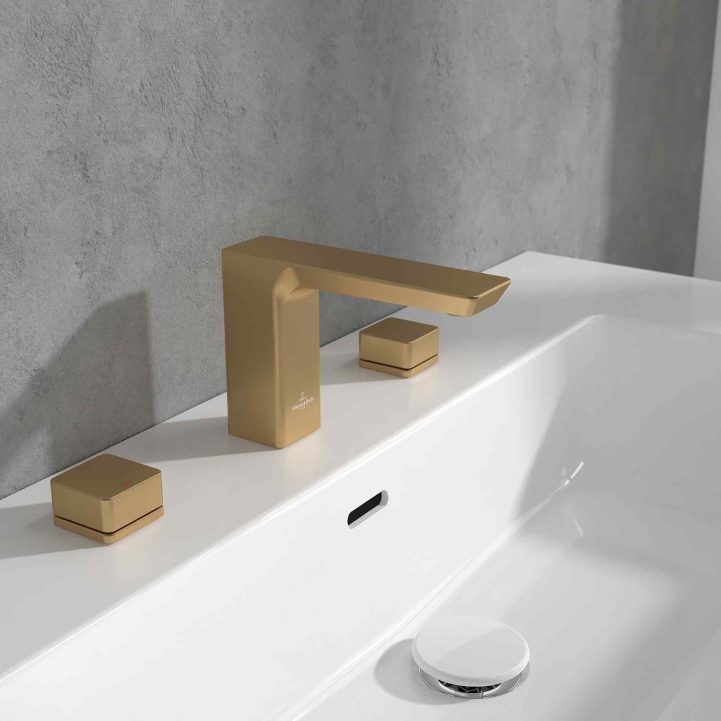 V&B Subway 3.0 Three-hole Basin mixer; Deck-Mounted; 134mm spout; No Waste; Brushed Gold