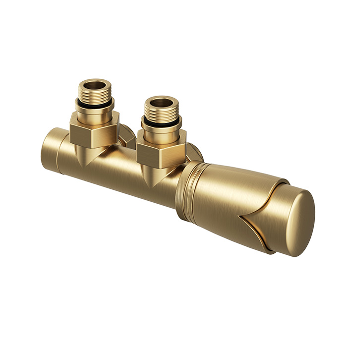 Ultima Euro50 Angled Thermostatic Radiator Valve Brushed Brass