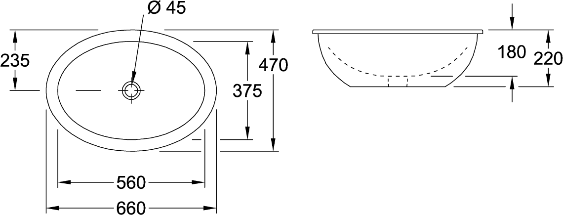 Villeroy & Boch Loop & Friends Undercounter Basin 560x375mm – White Alpin